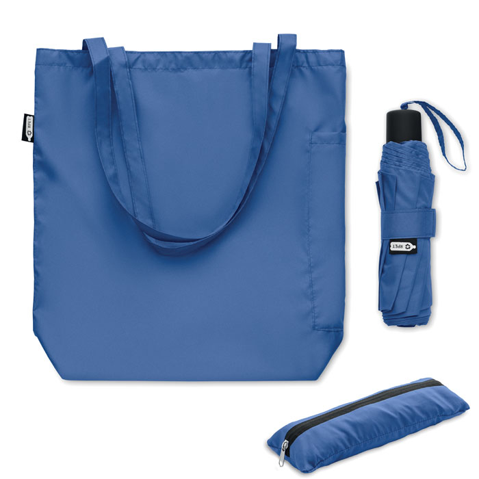Parapluie personnalisable 21'' et Tote bag SEATTLE Bleu royal